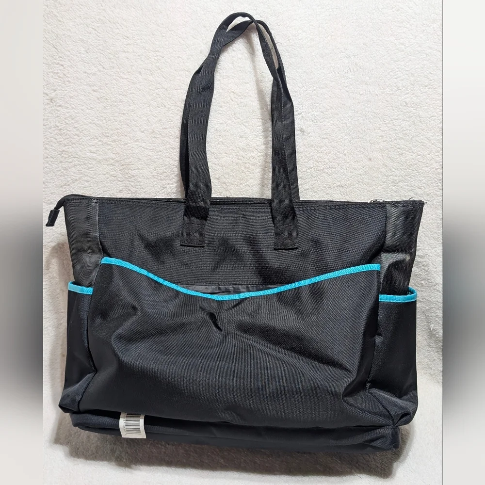 Graco Smart Organizer System Tote Diaper Bag Gym Beach Travel Black Aqua Blue
